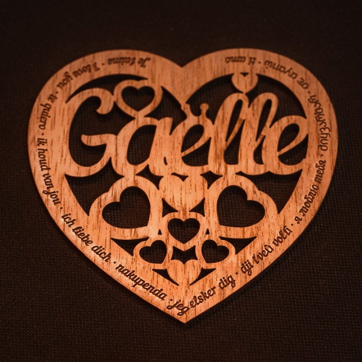 Coeur en bois personnalisé avec support | MonObjet.be