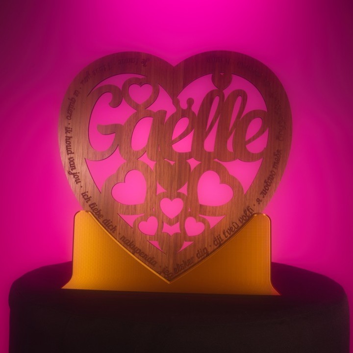Coeur en bois personnalisé avec support | MonObjet.be
