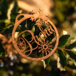 Boule découpée en bois "Flocons"