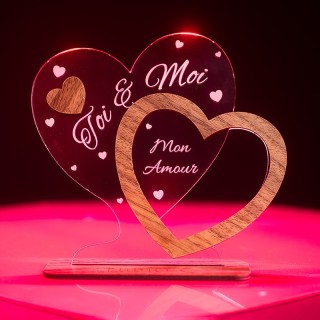 Coeur Toi et Moi personnalisé en bois | MonObjet.be
